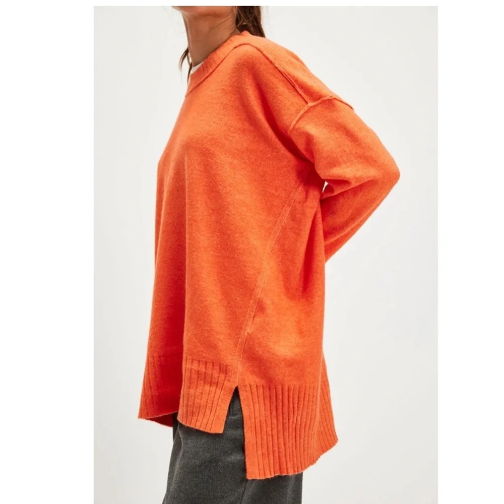FREE PEOPLE MALIBU MOCK NECK SWEATER LARGE DARK PEACH